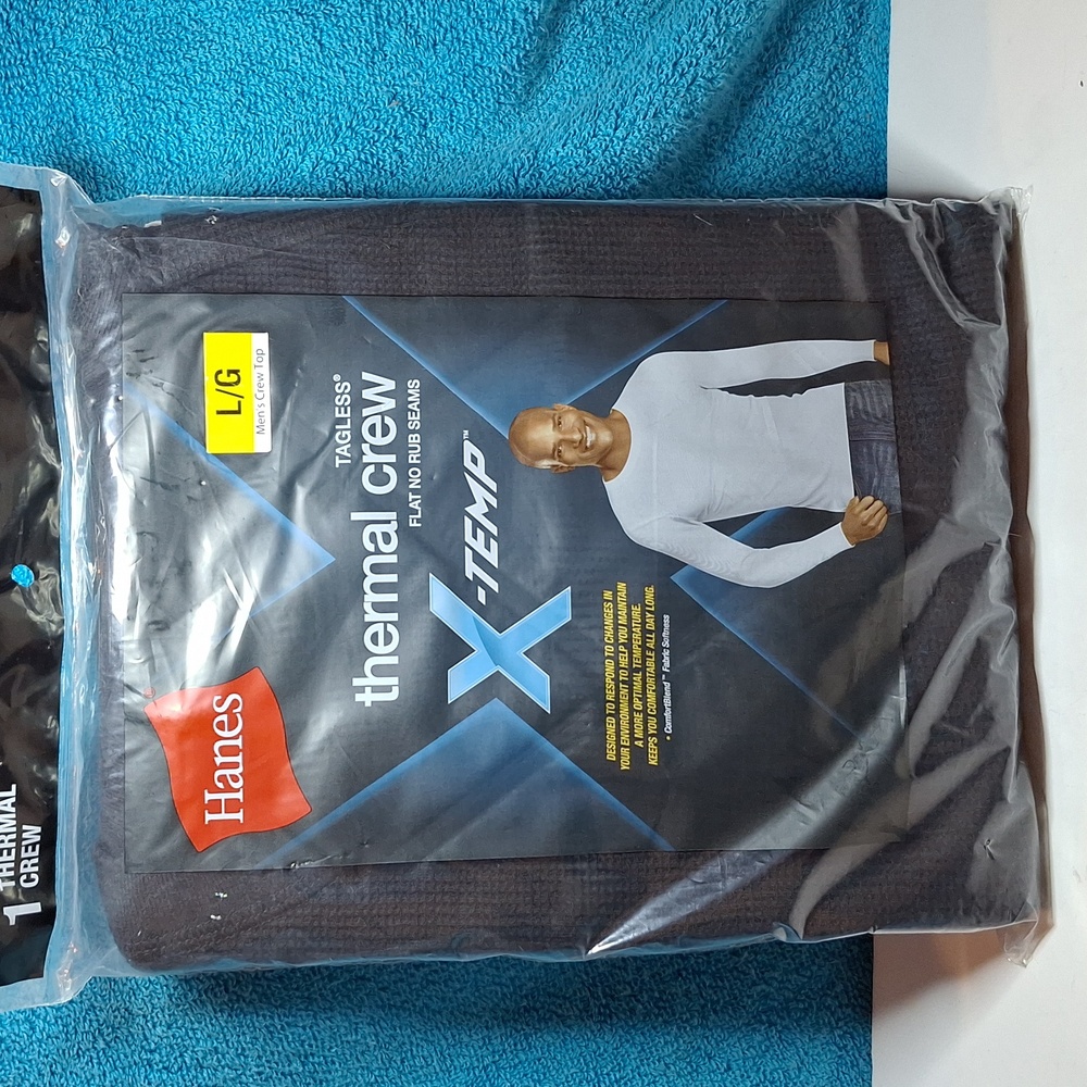Hanes Thermal Long Underwear Shirt Men's Size Large 38-40 Cotton Poly Blend
